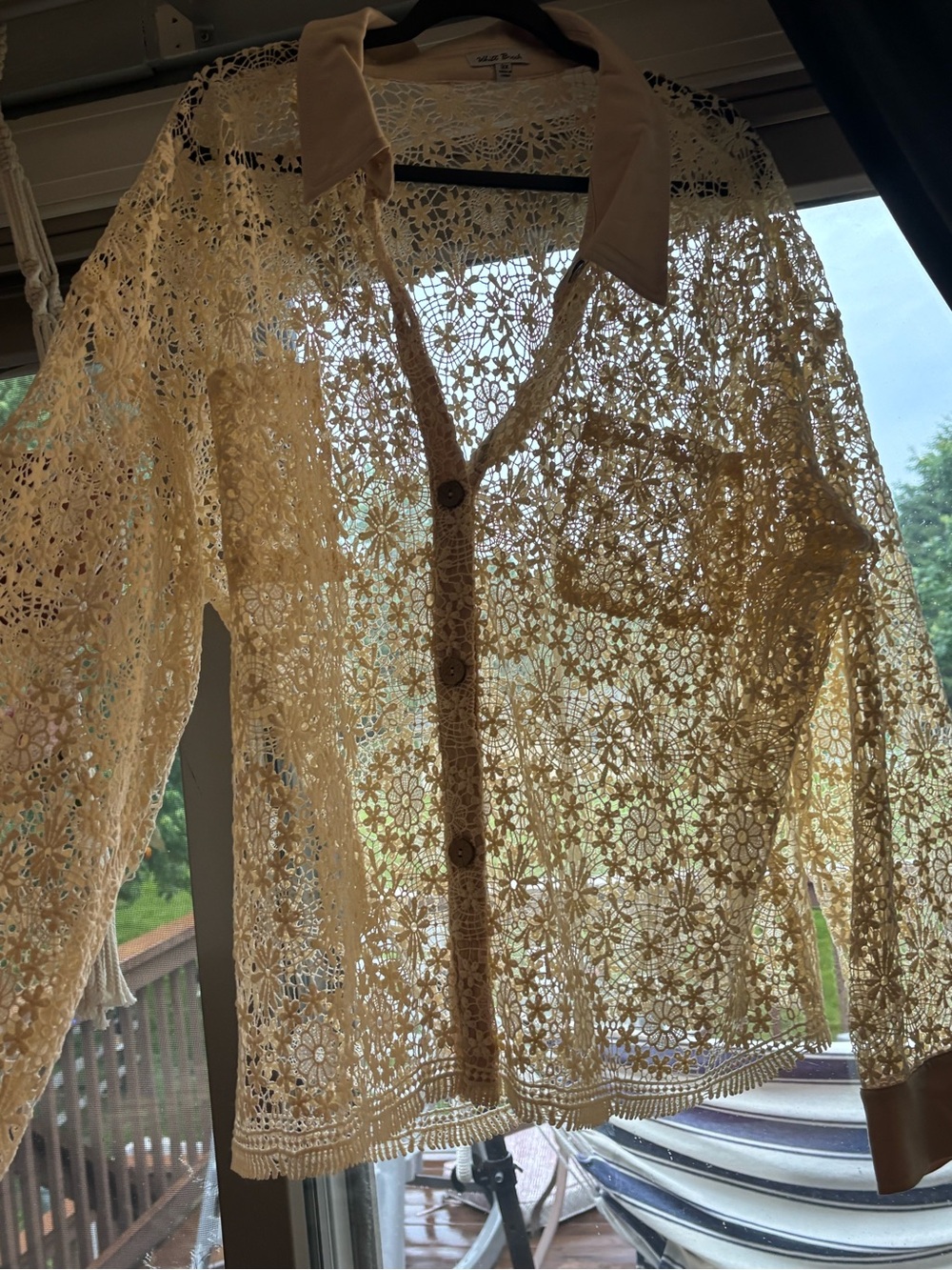 Brookstone White Birch Crochet Lace Top in Cream